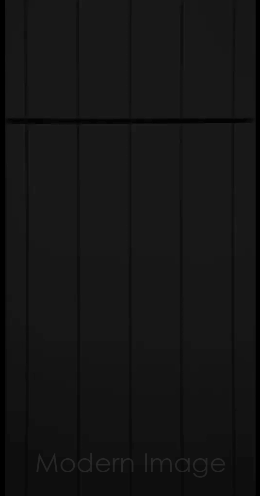 Brooklyn Flat-Panel Cabinet Door with 5 evenly spaced Vertical Grooves, Black color.